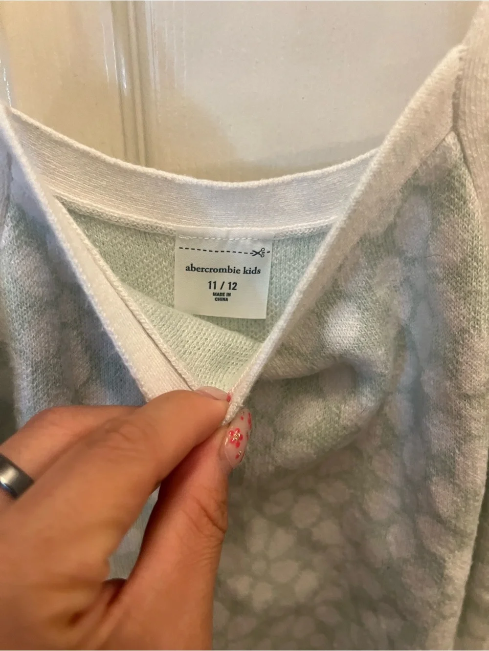 abercrombie kids White & Light Blue Lace-Pattern Slip Dress